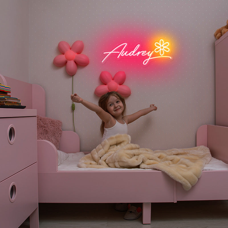 Name with Flower Neon Sign