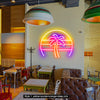 Colourful coconut tree neon art