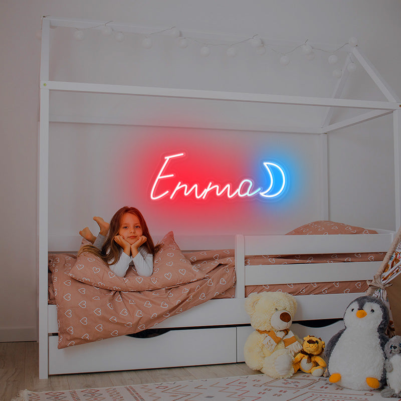 Name with Moon Neon Sign