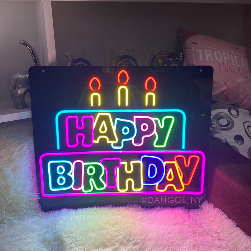 Colorful Happy Birthday Neon Light