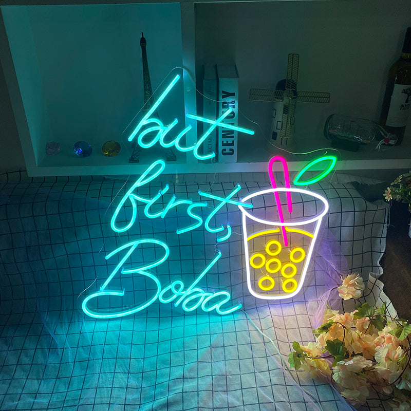 But first Boba tea led neon wall art