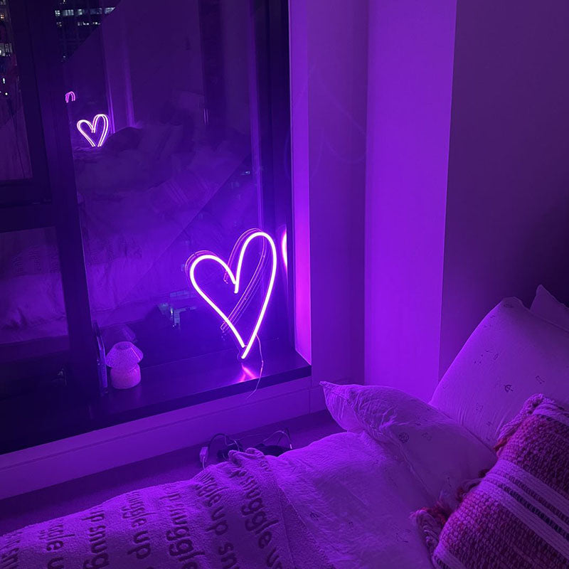 night light heart neon